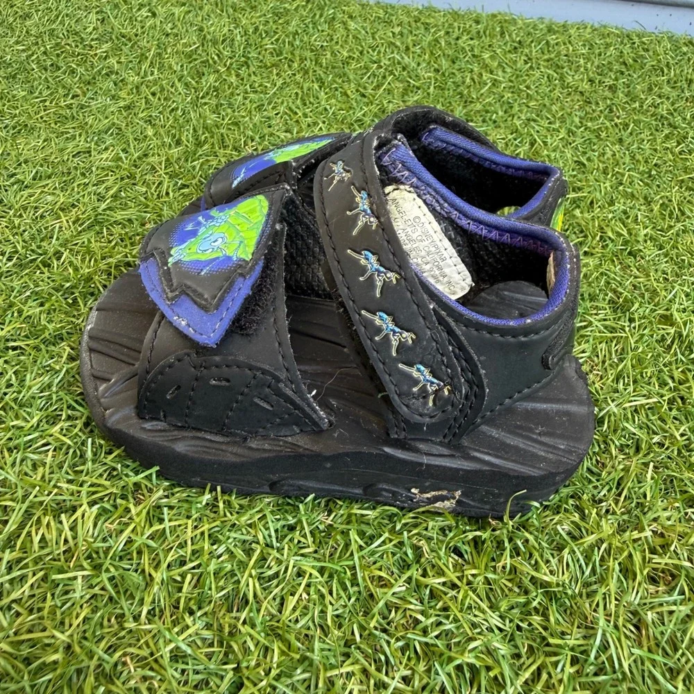 Vintage 90s Disney Pixar A Bugs Life Flik Sandals Kids Size 5 Black Blue Kidcore